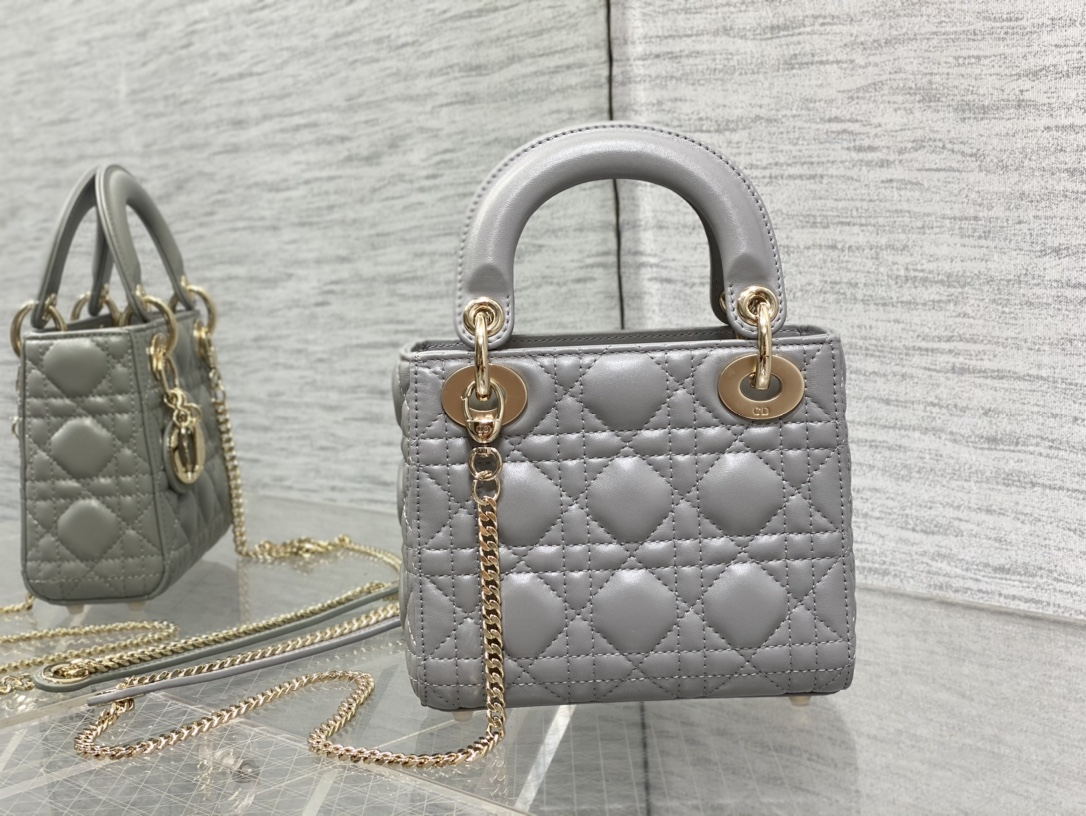 Mini Lady Dior Bag Gray Cannage Lambskin